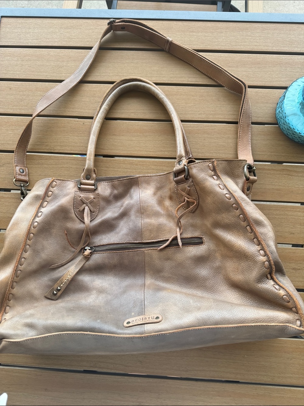 💫BEDSTU Rockaway Stitch-Detail Distressed Handmade Leather 2 Way Satchel Bag💫
